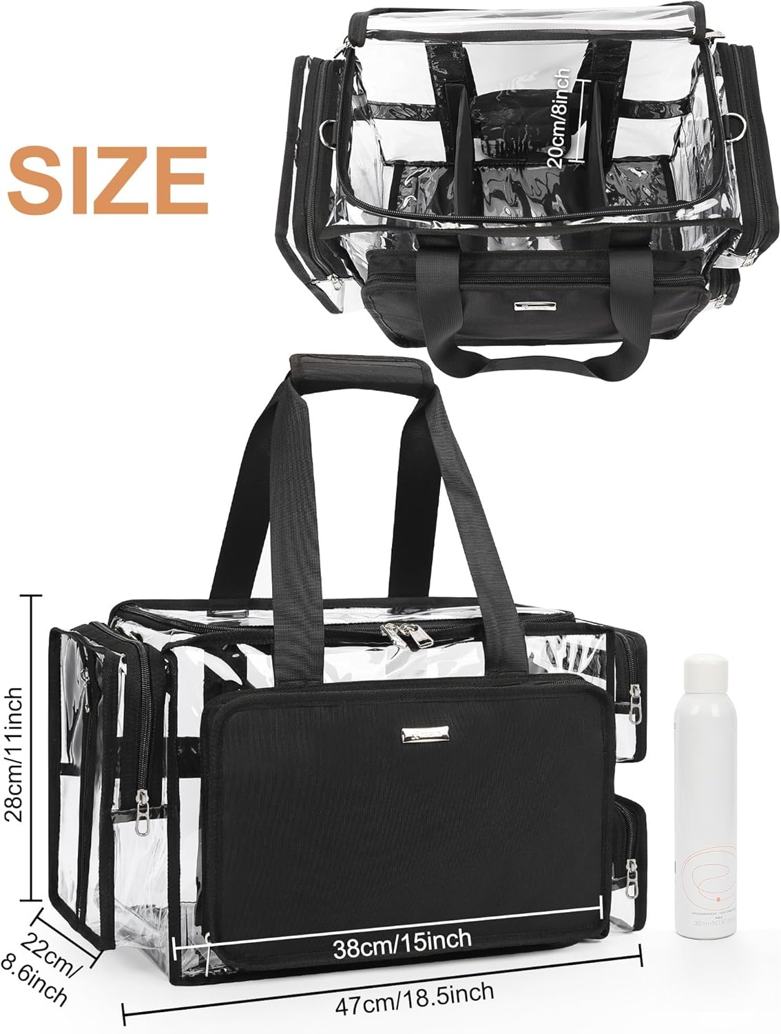 image:imageRelavel Clear Makeup Bag Extra Large Makeup Artist Kit Set Cosmetic Storage Organizer Hair Stylist Traveling Bag Transparent Tote Duffle Beach Toiletry Bag with Adjustable Dividers amp Shoulder StrapClear