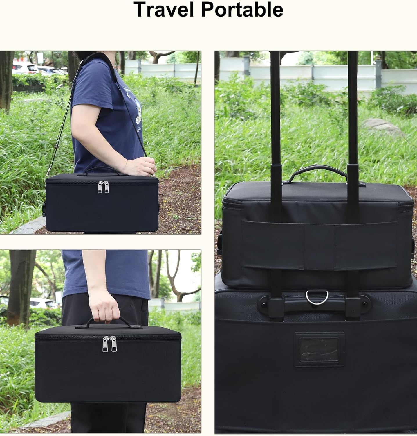 image:imageRelavel Extra Large Makeup Case Professional Cosmetic Storage Organizer Box Brush Holder with 4 Clear Set Bags amp Lipstick Plate for Makeup Artists with Shoulder Strap amp Adjustable DividersBlack