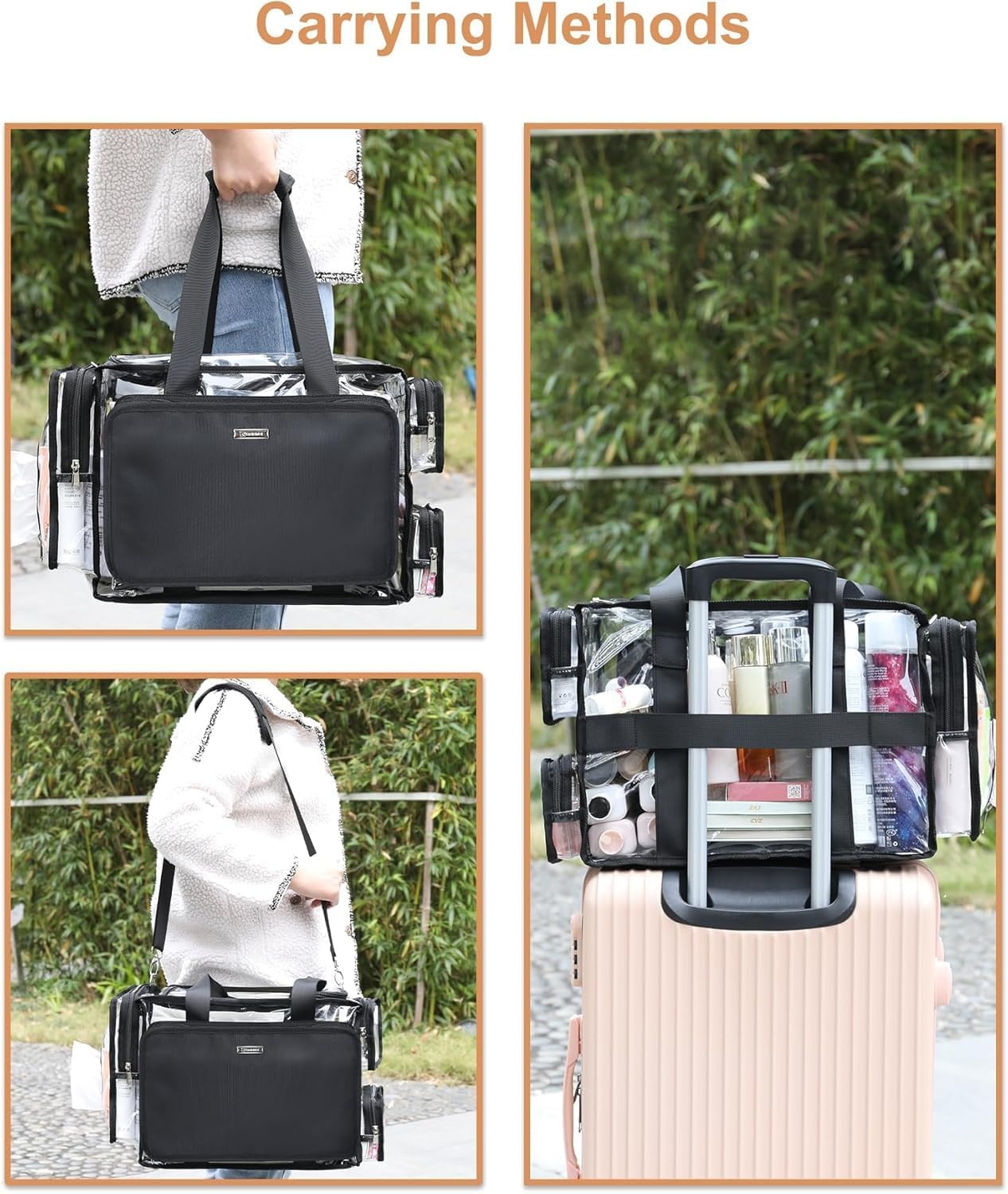 image:imageRelavel Extra Large Makeup Case with 4 Pcs Makeup Bags Professional Makeup Artist Set Portable Nail Organizer Box Art Supply Case with Adjustable Dividers 5 Pack blackBlack with Clear Bag