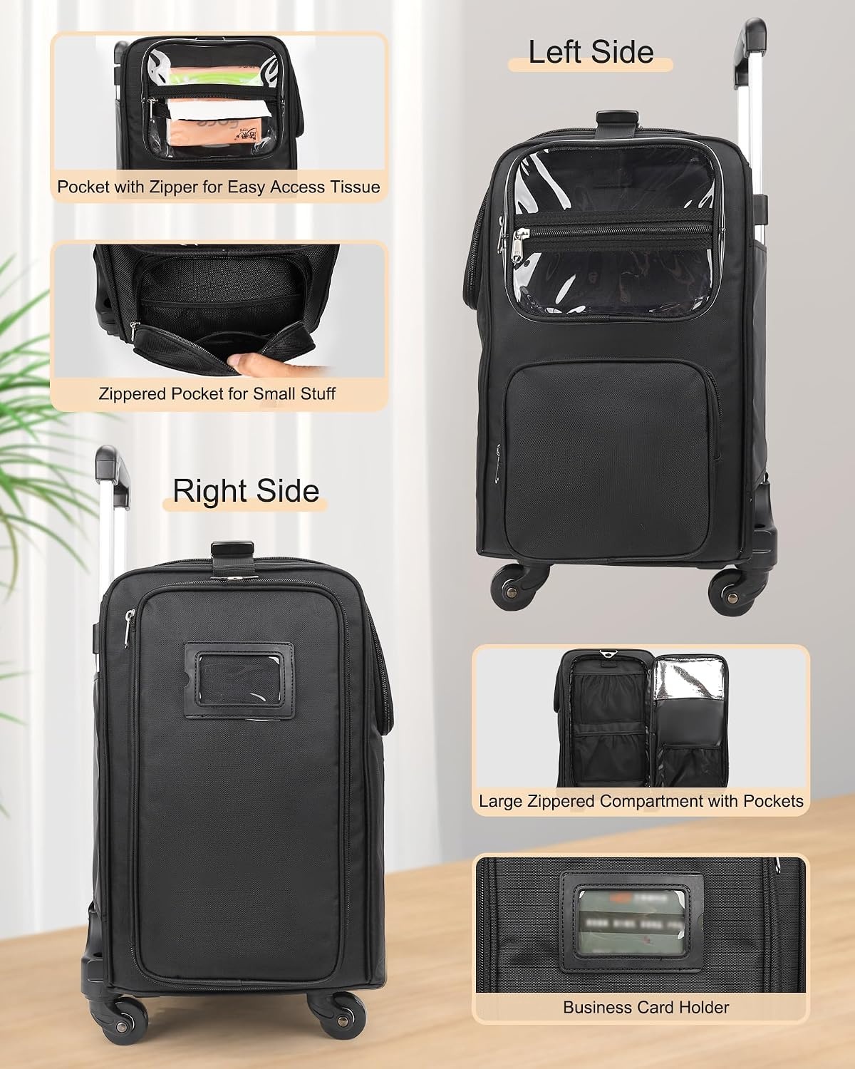 image:imageRelavel Hair Tools Travel Bag Hair Stylist Backpack Hairdresser Cosmetology Bag Heat Insulation Full Layer for Curling Iron Hair Straightener Travel Accessories Train Case Barber Organizer BlackXL Black with Wheels