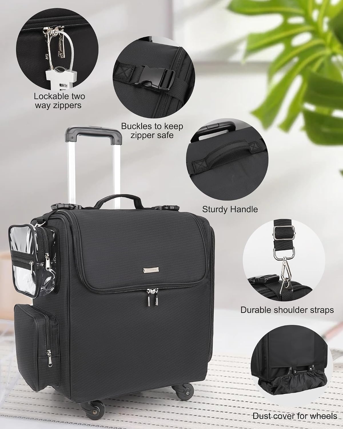 image:imageRelavel Hair Tools Travel Bag Hair Stylist Backpack Hairdresser Cosmetology Bag Heat Insulation Full Layer for Curling Iron Hair Straightener Travel Accessories Train Case Barber Organizer BlackXL Black with Wheels