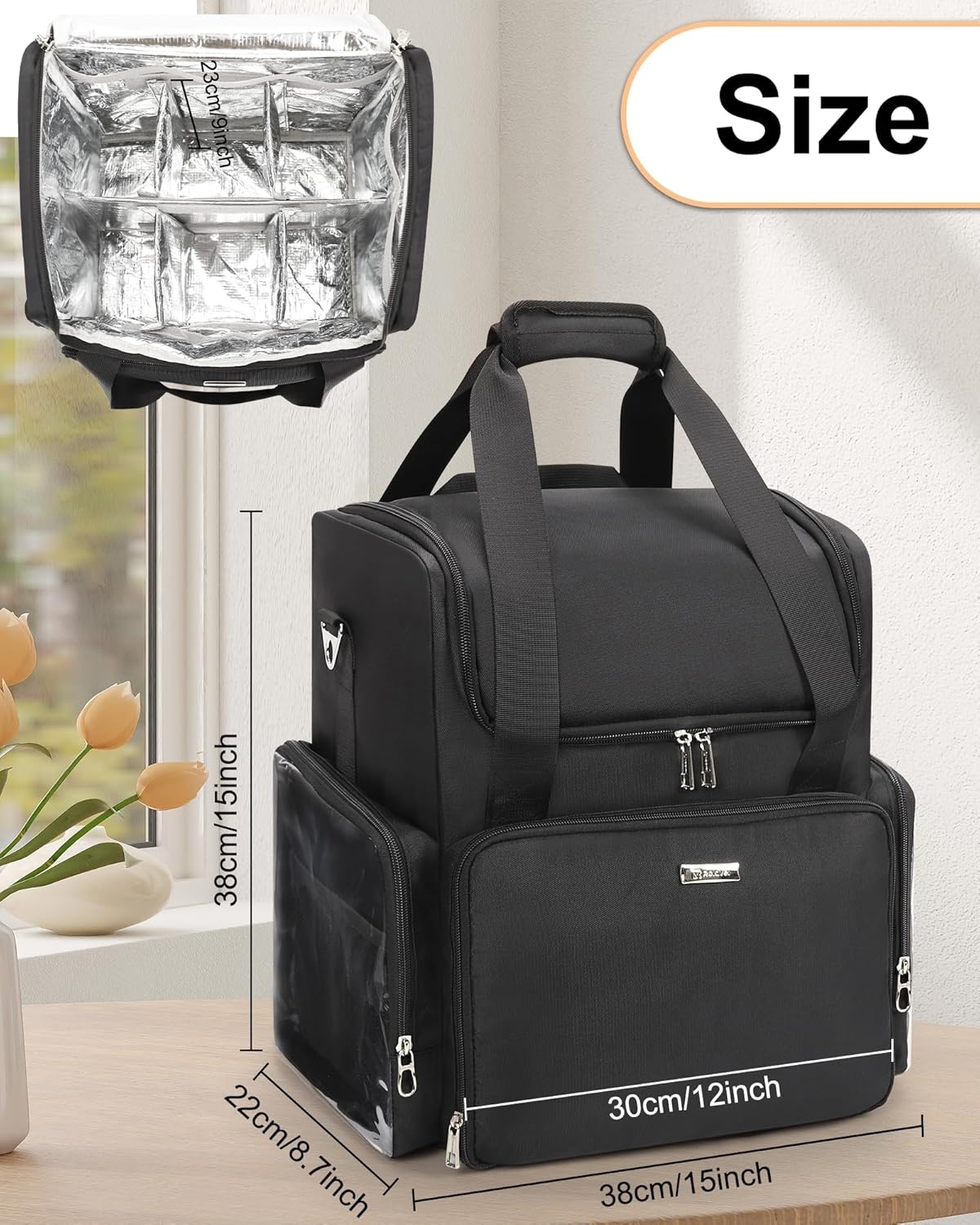 image:imageRelavel Hair Tools Travel Bag Hairstylist Traveling Bag Hairdresser Cosmetology Bag Storage Organizer Case for Hair Stylist Essentials Barber Accessories with Adjustable Dividers and Shoulder StrapBlack