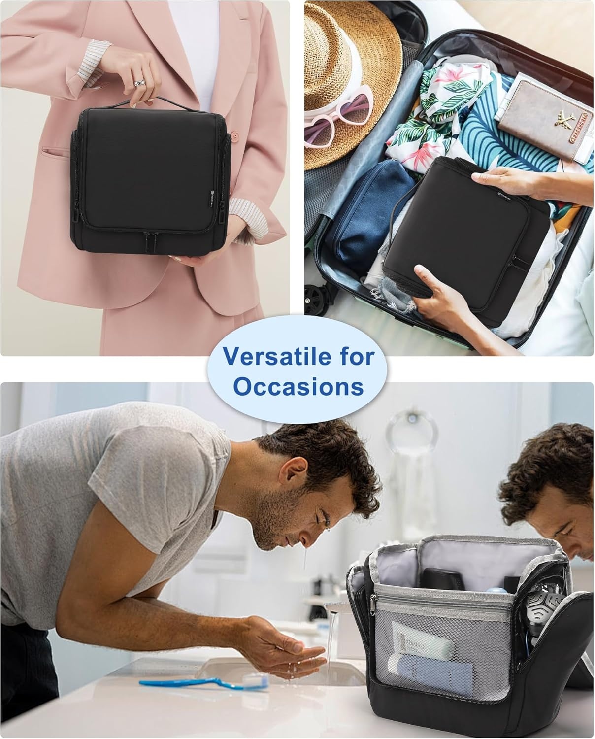 image:imageRelavel Hanging Toiletry Bag for Men and Women Travel Toiletries Bag Waterresistant Large Makeup Cosmetic Organizer Storage Shaving Dopp Kit Shower Bathroom Hygiene Bags Carryon Travel EssentialsBlack