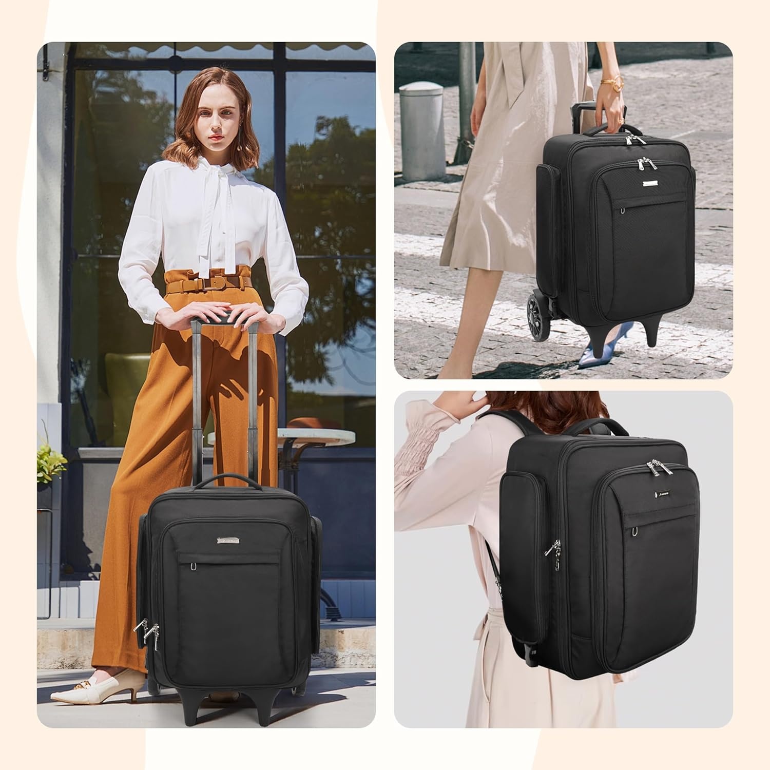 image:imageRelavel Rolling Makeup Case with 4 Small Makeup Bags Large Make Up Travel Organizer with 2 big Wheels Professional Lockable Makeup Artist Backpack with Adjustable Dividers for Daily Use Black1BlackBrush Case6th Gen