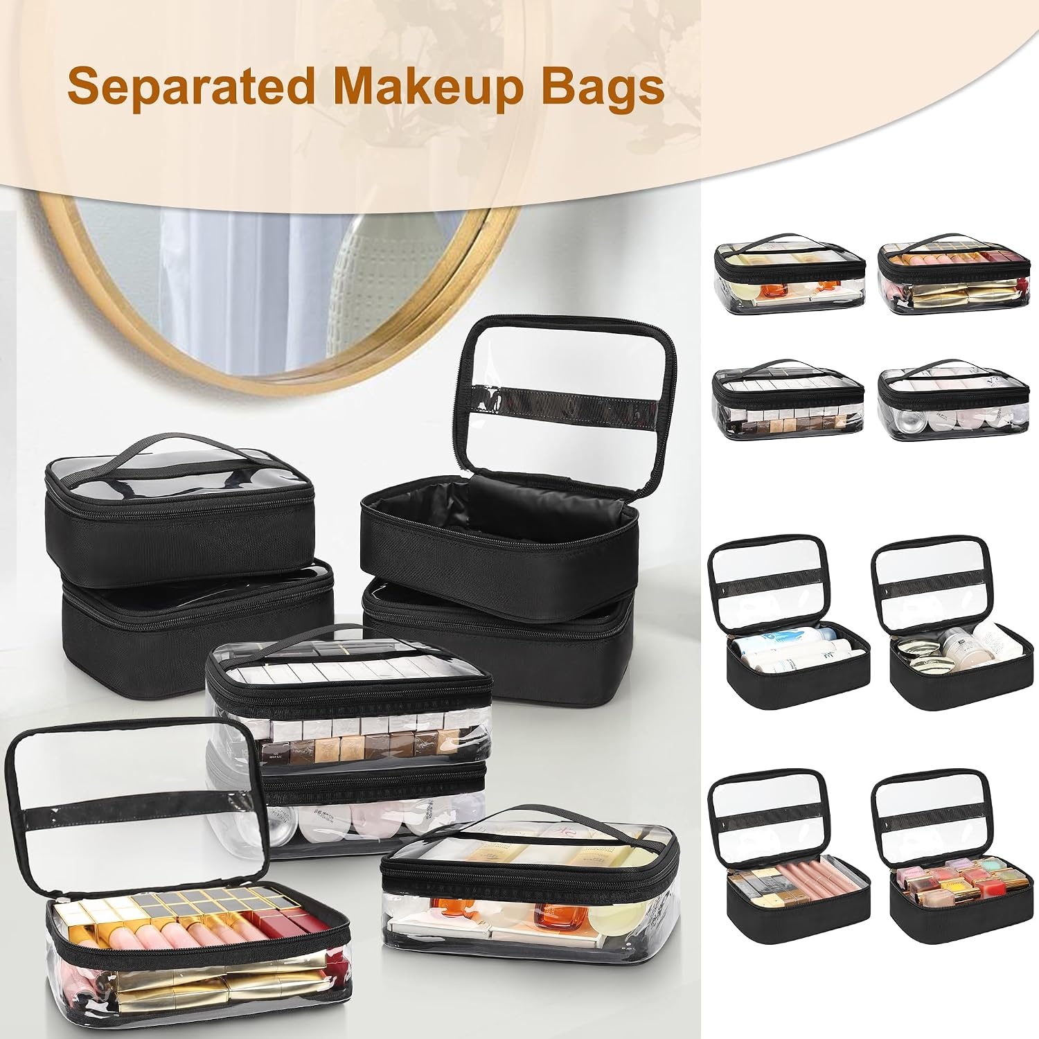 image:imageRelavel Rolling Makeup Case with 4 Small Makeup Bags Large Make Up Travel Organizer with 2 big Wheels Professional Lockable Makeup Artist Backpack with Adjustable Dividers for Daily Use Black1Black4 clear bag 6th Gen