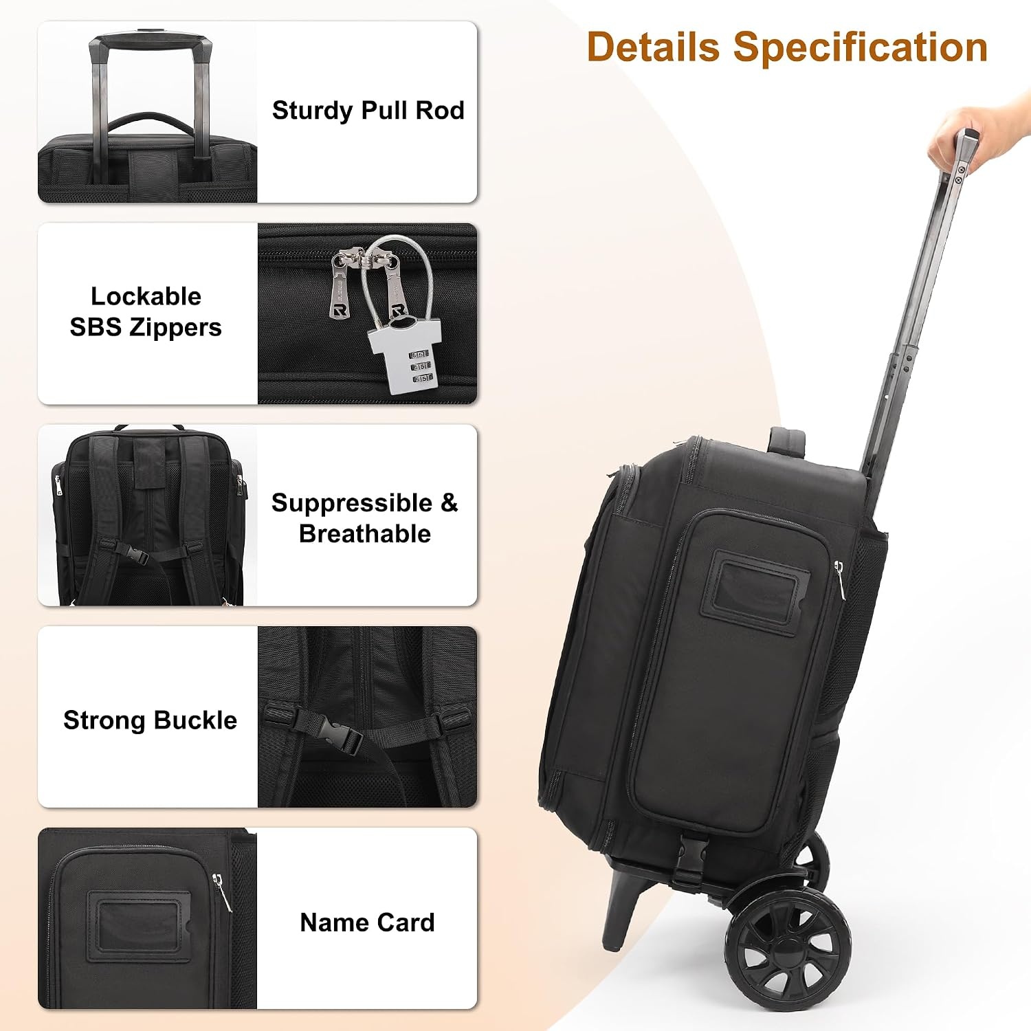 image:imageRelavel Rolling Makeup Case with 4 Small Makeup Bags Large Make Up Travel Organizer with 2 big Wheels Professional Lockable Makeup Artist Backpack with Adjustable Dividers for Daily Use Black1BlackBrush Case6th Gen