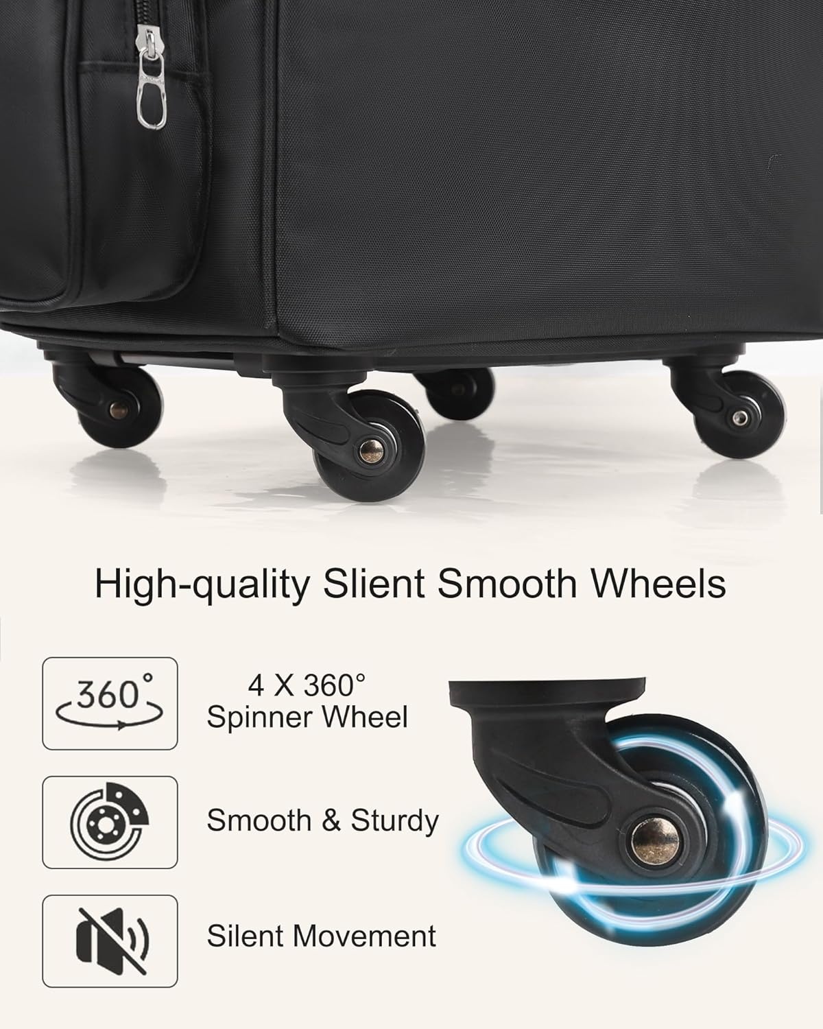 image:imageRelavel Rolling Makeup Train Case Hairstylist Traveling Bag with 4 Wheels Heat Insulation Full Layer Adjustable Dividers Hair Tools and Cosmetics Storage Organizer Trolley Suitcase Makeup CartBlacklarge makeup case