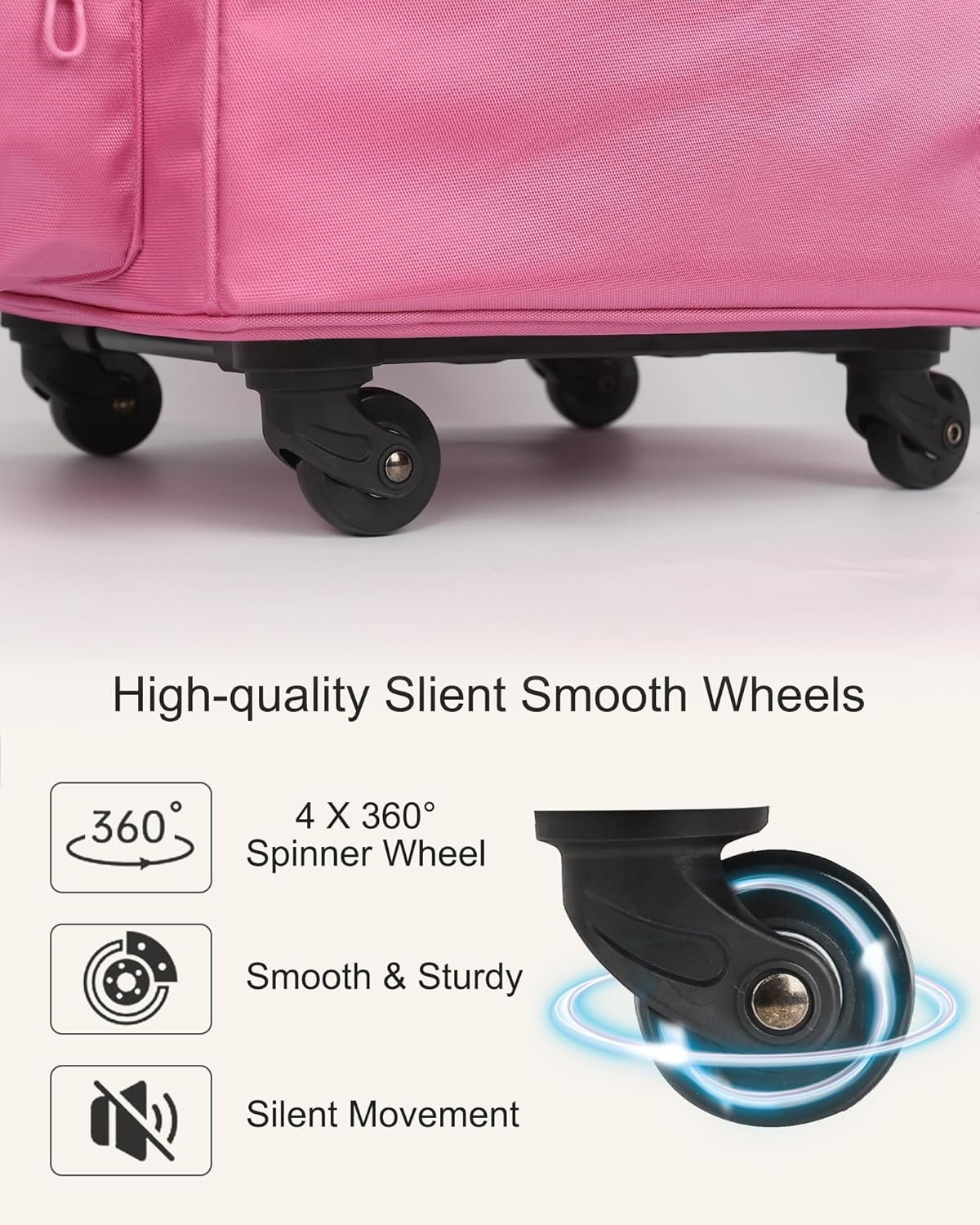 image:imageRelavel Rolling Makeup Train Case Hairstylist Traveling Bag with 4 Wheels Heat Insulation Full Layer Adjustable Dividers Hair Tools and Cosmetics Storage Organizer Trolley Suitcase Makeup CartRose Pink