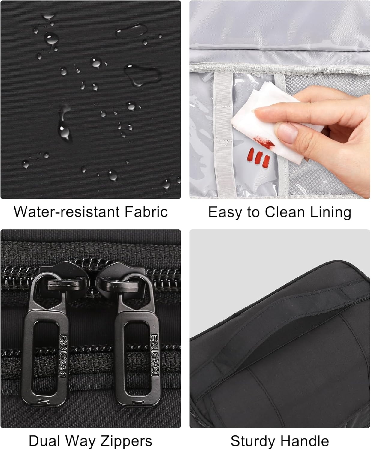 image:imageRelavel Toiletry Bag for Men Hanging Toiletries Bag for Women Water Resistant Dopp Kit Shaving Bag Travel Essentials Large Capacity Organizer Case for Toiletries Accessories Black