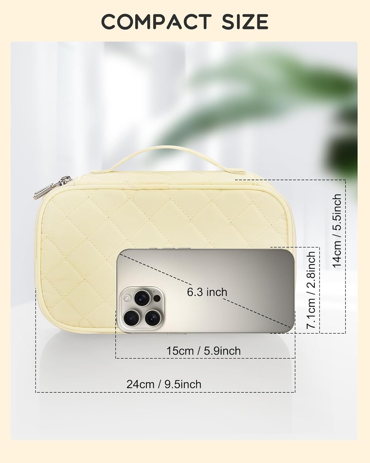 image:imageRelavel Travel Makeup Bag Large Floral Cosmetic Bag with Makeup Brush Compartment Portable Makeup Pouch for Women Double Layer Makeup Organizer Bag Cute Toiletry Bag02White