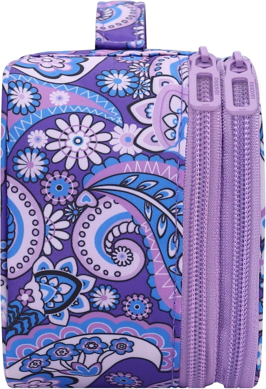 image:imageRelavel Travel Makeup Bag Large Floral Cosmetic Bag with Makeup Brush Compartment Portable Makeup Pouch for Women Double Layer Makeup Organizer Bag Cute Toiletry Bag01BFloral Purple