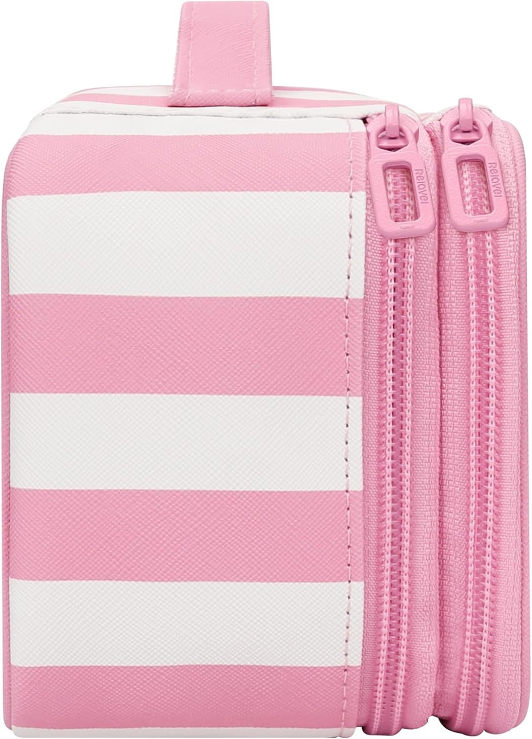 image:imageRelavel Travel Makeup Bag Large Floral Cosmetic Bag with Makeup Brush Compartment Portable Makeup Pouch for Women Double Layer Makeup Organizer Bag Cute Toiletry Bag01BWide Strip