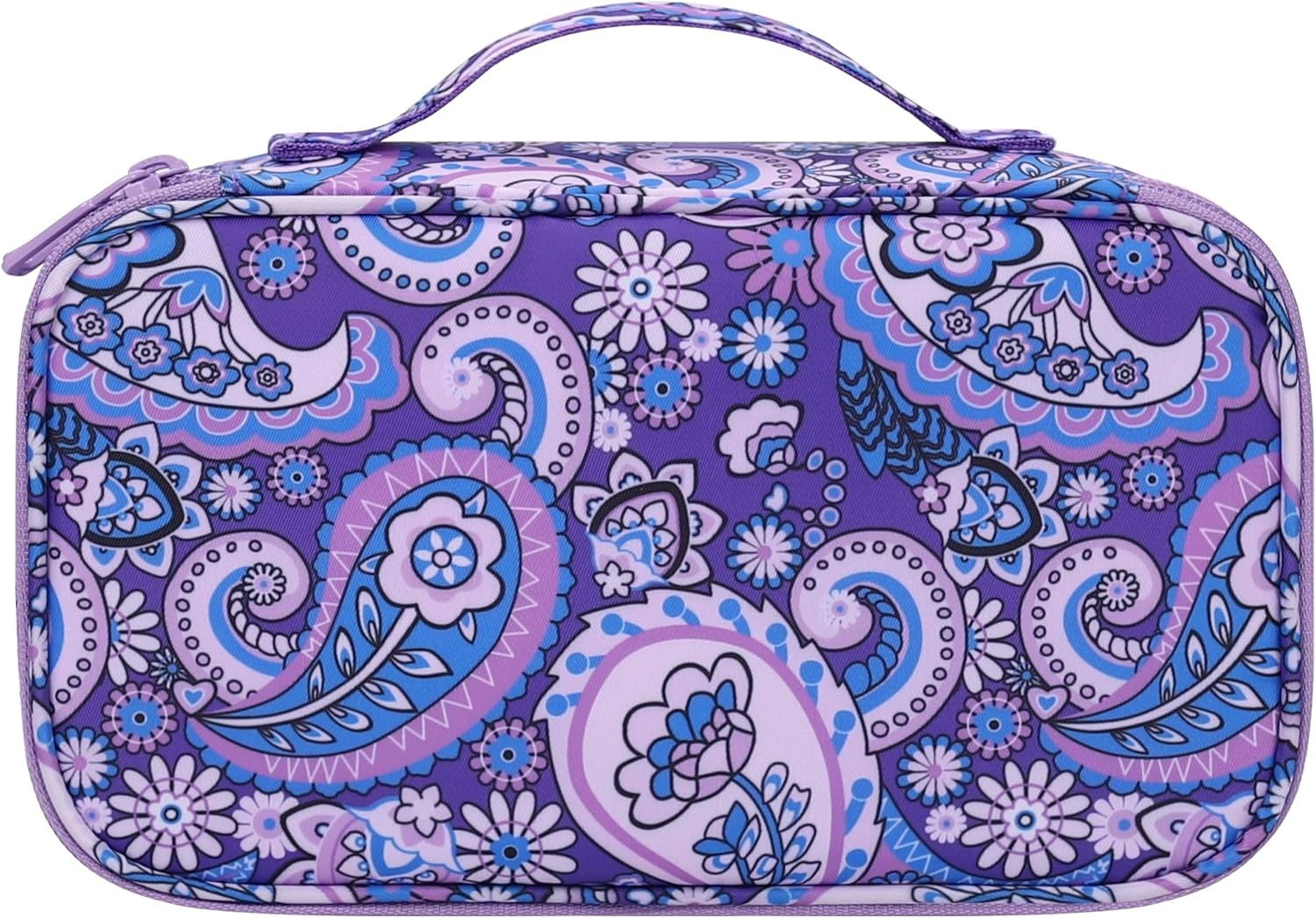 image:imageRelavel Travel Makeup Bag Large Floral Cosmetic Bag with Makeup Brush Compartment Portable Makeup Pouch for Women Double Layer Makeup Organizer Bag Cute Toiletry Bag01BFloral Purple