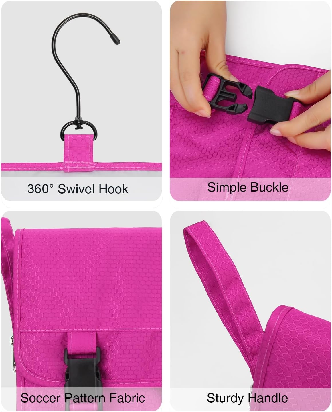 image:imageSmall Hanging Toiletry Bag for Men and Women Portable Hanging Organizer for TravelSized Shower Dopp Kit Makeup Accessories Waterproof Toiletries Organizer with 3 Compartments for Outdoor Black01 Hot Pink
