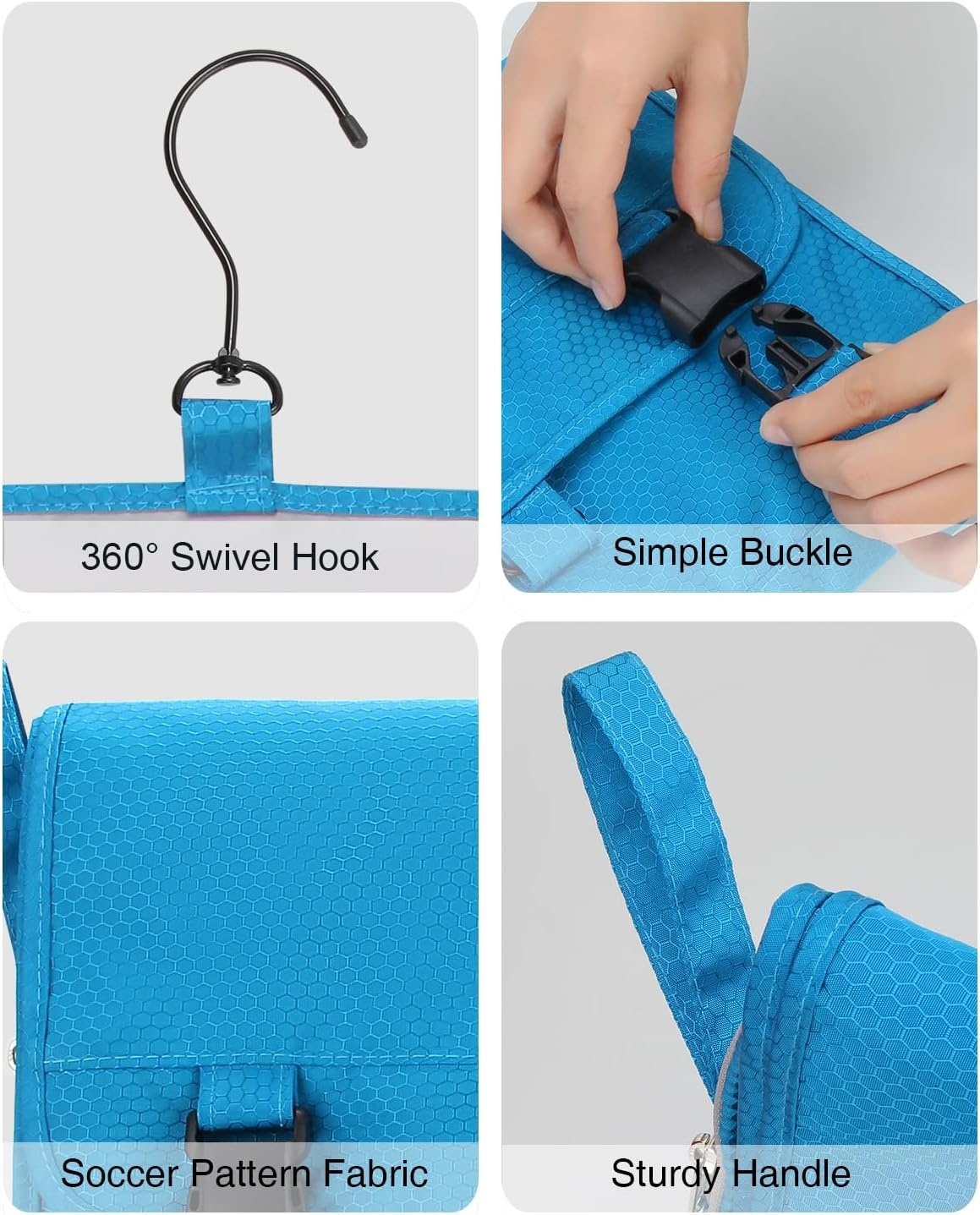 image:imageSmall Hanging Toiletry Bag for Men and Women Portable Hanging Organizer for TravelSized Shower Dopp Kit Makeup Accessories Waterproof Toiletries Organizer with 3 Compartments for Outdoor Black02 Blue