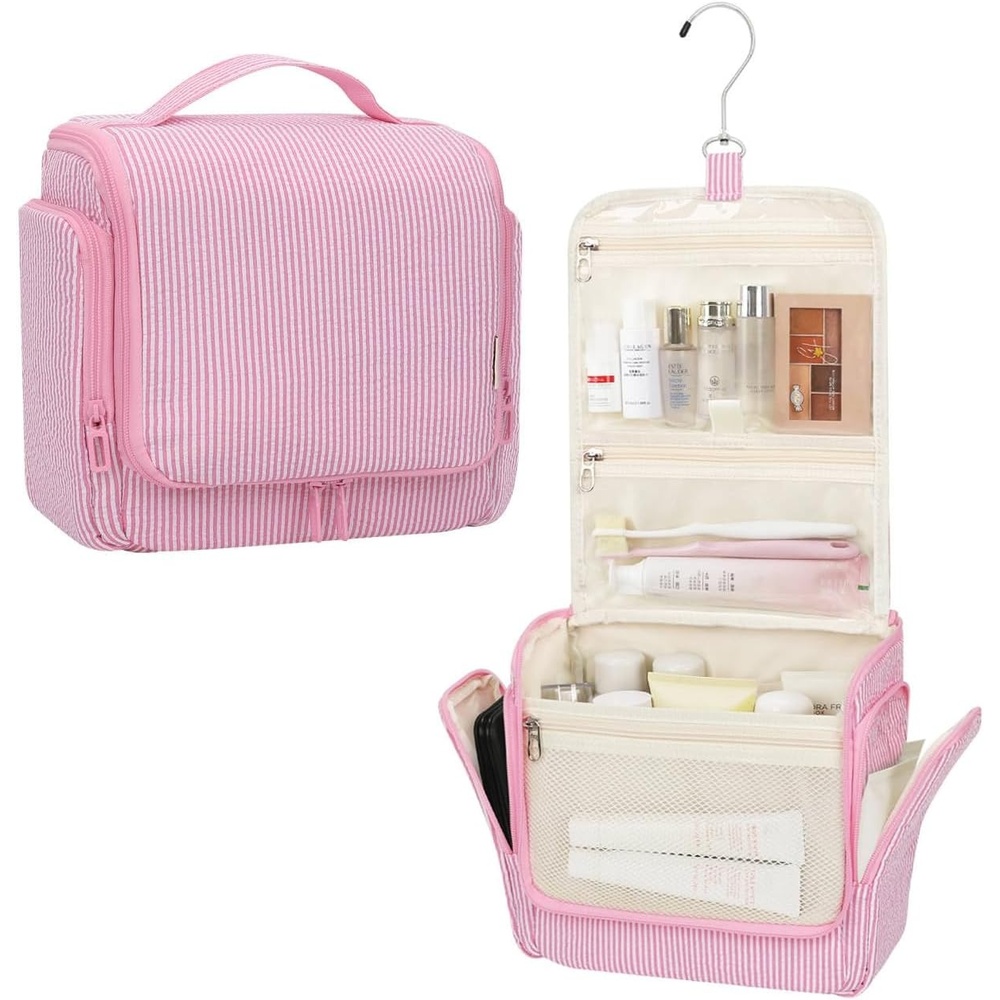image:imageRelavel Hanging Toiletry Bag for Men and Women Travel Toiletries Bag Waterresistant Large Makeup Cosmetic Organizer Storage Shaving Dopp Kit Shower Bathroom Hygiene Bags Carryon Travel EssentialsPink