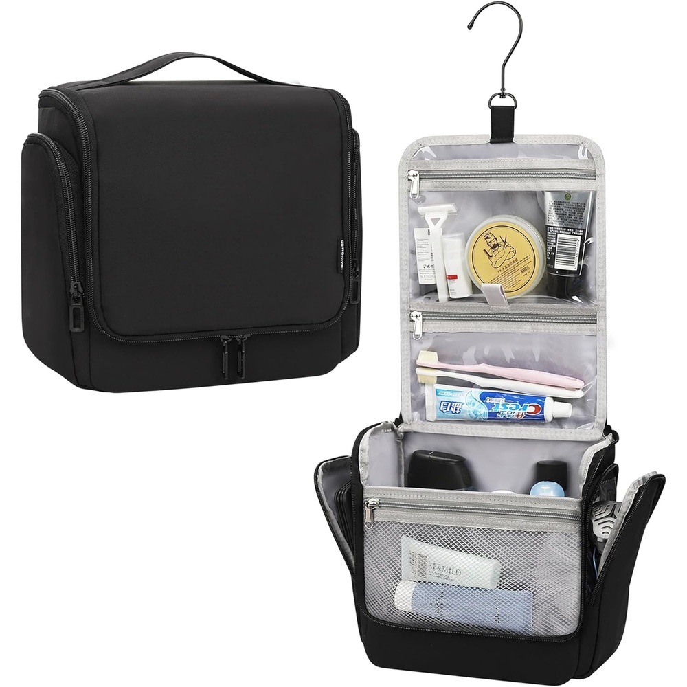 image:imageRelavel Hanging Toiletry Bag for Men and Women Travel Toiletries Bag Waterresistant Large Makeup Cosmetic Organizer Storage Shaving Dopp Kit Shower Bathroom Hygiene Bags Carryon Travel EssentialsBlack