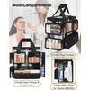 Relavel Clear Makeup Bag Extra Large Makeup Artist Kit Set, Cosmetic Storage Organizer Hair Stylist Traveling Bag, Transparent Tote Duffle Beach Toiletry Bag with Adjustable Dividers & Shoulder Strap(clear with front pockets)