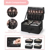 Relavel Extra Large Makeup Case Professional Cosmetic Storage Organizer Box Brush Holder with 4 Clear Set Bags & Lipstick Plate for Makeup Artists with Shoulder Strap & Adjustable Dividers(Black)
