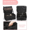 Relavel Extra Large Makeup Case Professional Cosmetic Storage Organizer Box Brush Holder with 4 Clear Set Bags & Lipstick Plate for Makeup Artists with Shoulder Strap & Adjustable Dividers(Black with Brush Case)