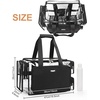 Relavel Extra Large Makeup Case Professional Cosmetic Storage Organizer Box Brush Holder with 4 Clear Set Bags & Lipstick Plate for Makeup Artists with Shoulder Strap & Adjustable Dividers(Black with Clear Makeup Bag)