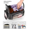 Relavel Extra Large Makeup Case Professional Cosmetic Storage Organizer Box Brush Holder with 4 Clear Set Bags & Lipstick Plate for Makeup Artists with Shoulder Strap & Adjustable Dividers(Black with Brush Case)