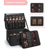 Relavel Extra Large Makeup Case Professional Cosmetic Storage Organizer Box Brush Holder with 4 Clear Set Bags & Lipstick Plate for Makeup Artists with Shoulder Strap & Adjustable Dividers(Black)