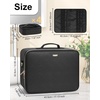 Relavel Extra Large Makeup Case Professional Cosmetic Storage Organizer Box Brush Holder with 4 Clear Set Bags & Lipstick Plate for Makeup Artists with Shoulder Strap & Adjustable Dividers(Black leather)