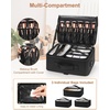 Relavel Extra Large Makeup Case with 4 Pcs Makeup Bags, Professional Makeup Artist Set Portable Nail Organizer Box Art Supply Case with Adjustable Dividers (5 Pack, black)(Black with 3 clear bags)