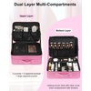 Relavel Extra Large Makeup Case with 4 Pcs Makeup Bags, Professional Makeup Artist Set Portable Nail Organizer Box Art Supply Case with Adjustable Dividers (5 Pack, black)(Black Rose Pink)