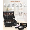 Relavel Extra Large Makeup Case with 4 Pcs Makeup Bags, Professional Makeup Artist Set Portable Nail Organizer Box Art Supply Case with Adjustable Dividers (5 Pack, black)(Black with 3 clear bags)