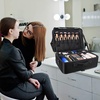 Relavel Extra Large Makeup Case with 4 Pcs Makeup Bags, Professional Makeup Artist Set Portable Nail Organizer Box Art Supply Case with Adjustable Dividers (5 Pack, black)(Black with Clear Bag)