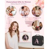 Relavel Initial Makeup Bag with LED Mirror for Women, Personalized Monogram Travel Cosmetic Organizer Train Case, Gifts for Teens Girls Grandkids Graduation Teacher Friends, Trendy Stuff, Pink A(Black)