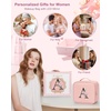 Relavel Initial Makeup Bag with LED Mirror for Women, Personalized Monogram Travel Cosmetic Organizer Train Case, Gifts for Teens Girls Grandkids Graduation Teacher Friends, Trendy Stuff, Pink A(Pink)