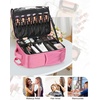Relavel Makeup Backpack, Professional Travel Train Case Makeup Artist Kit Set Bag for Women Extra Large Cosmetic Organizer, Brush Storage Holder, with Adjustable High Dividers, Black(Rose Pink)