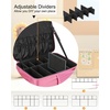 Relavel Makeup Backpack, Professional Travel Train Case Makeup Artist Kit Set Bag for Women Extra Large Cosmetic Organizer, Brush Storage Holder, with Adjustable High Dividers, Black(Rose Pink)