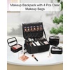 Relavel Makeup Backpack, Professional Travel Train Case Makeup Artist Kit Set Bag for Women Extra Large Cosmetic Organizer, Brush Storage Holder, with Adjustable High Dividers, Black(Pro Black and 4 Pcs Makeup Bags)