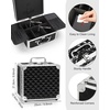 Relavel Makeup Bag with LED Mirror, Makeup Box Travel Train Case with Rechargeable Lighted Mirror & Adjustable Dividers, Cosmetic Brush Organizer Storage for Makeup Artists Gifts for Women and Girls(Black Quilted)