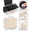 Relavel Makeup Bag with LED Mirror, Makeup Box Travel Train Case with Rechargeable Lighted Mirror & Adjustable Dividers, Cosmetic Brush Organizer Storage for Makeup Artists Gifts for Women and Girls(Plaid)