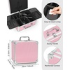 Relavel Makeup Bag with LED Mirror, Makeup Box Travel Train Case with Rechargeable Lighted Mirror & Adjustable Dividers, Cosmetic Brush Organizer Storage for Makeup Artists Gifts for Women and Girls(Pink 2)