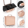 Relavel Makeup Bag with LED Mirror, Makeup Box Travel Train Case with Rechargeable Lighted Mirror & Adjustable Dividers, Cosmetic Brush Organizer Storage for Makeup Artists Gifts for Women and Girls(C-Rose Gold)