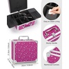 Relavel Makeup Bag with LED Mirror, Makeup Box Travel Train Case with Rechargeable Lighted Mirror & Adjustable Dividers, Cosmetic Brush Organizer Storage for Makeup Artists Gifts for Women and Girls(Hot Pink)