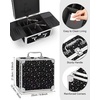 Relavel Makeup Bag with LED Mirror, Makeup Box Travel Train Case with Rechargeable Lighted Mirror & Adjustable Dividers, Cosmetic Brush Organizer Storage for Makeup Artists Gifts for Women and Girls(Black Star)