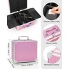 Relavel Makeup Bag with LED Mirror, Makeup Box Travel Train Case with Rechargeable Lighted Mirror & Adjustable Dividers, Cosmetic Brush Organizer Storage for Makeup Artists Gifts for Women and Girls(D-Pink)