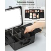 Relavel Makeup Bag with LED Mirror, Makeup Box Travel Train Case with Rechargeable Lighted Mirror & Adjustable Dividers, Cosmetic Brush Organizer Storage for Makeup Artists Gifts for Women and Girls(Black)
