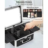 Relavel Makeup Bag with LED Mirror, Makeup Box Travel Train Case with Rechargeable Lighted Mirror & Adjustable Dividers, Cosmetic Brush Organizer Storage for Makeup Artists Gifts for Women and Girls(Black Quilted)