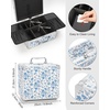 Relavel Makeup Bag with LED Mirror, Makeup Box Travel Train Case with Rechargeable Lighted Mirror & Adjustable Dividers, Cosmetic Brush Organizer Storage for Makeup Artists Gifts for Women and Girls(Floral Print)