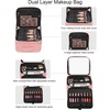 Relavel Makeup Bag with LED Mirror, Travel Makeup Case with Rechargeable Lighted Mirror 3 Color Lights, Dual Layer Cosmetic Box Makeup Brush Lipstick Holder Organizer for Women, Leather Pink