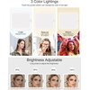 Relavel Makeup Bag with LED Mirror, Travel Makeup Case with Rechargeable Lighted Mirror 3 Color Lights, Dual Layer Cosmetic Box Makeup Brush Lipstick Holder Organizer for Women, Leather Pink