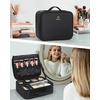 Relavel Makeup Case Large Makeup Bag Professional Train Case 16.5 inches Travel Cosmetic Organizer Brush Holder Waterproof Makeup Artist Storage Box, 3 Layer Large Capacity, with Adjustable Strap(Black S/M)